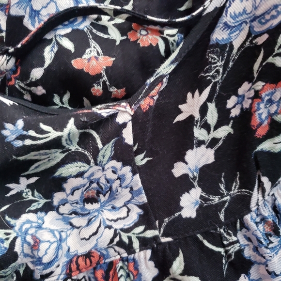 AE American Eagle Floral strappy cross bag swing dress printed viscose large - Picture 8 of 13